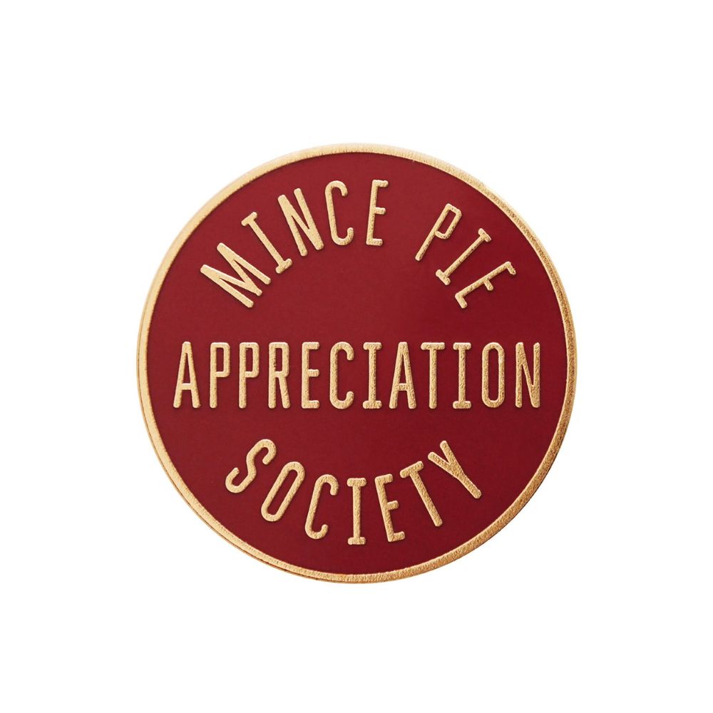 Mince Pie Appreciation Society Enamel Pin Badge - Red - by Alphabet Bags