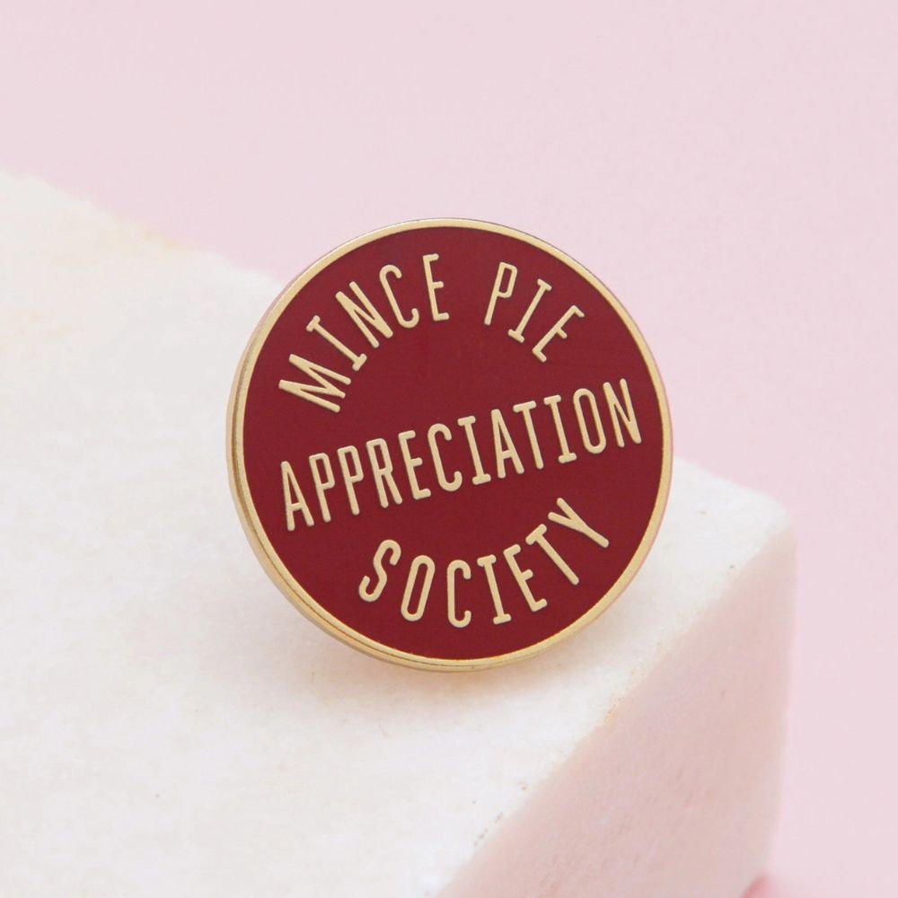 Mince Pie Appreciation Society Enamel Pin Badge - Red - by Alphabet Bags