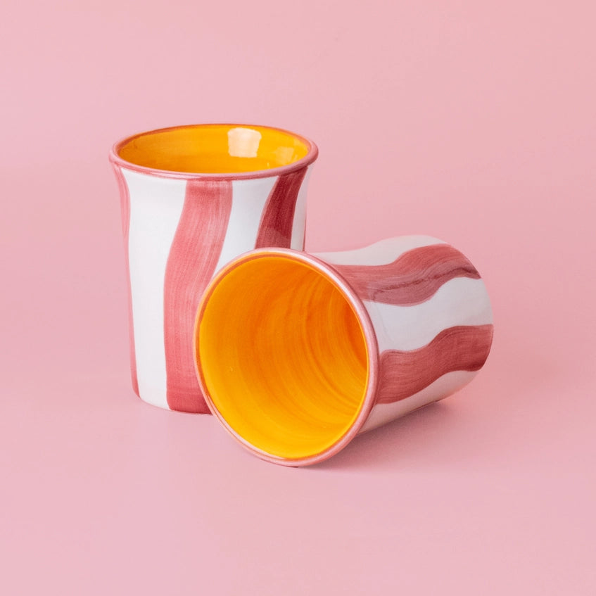 Red & White Striped Handleless Mug