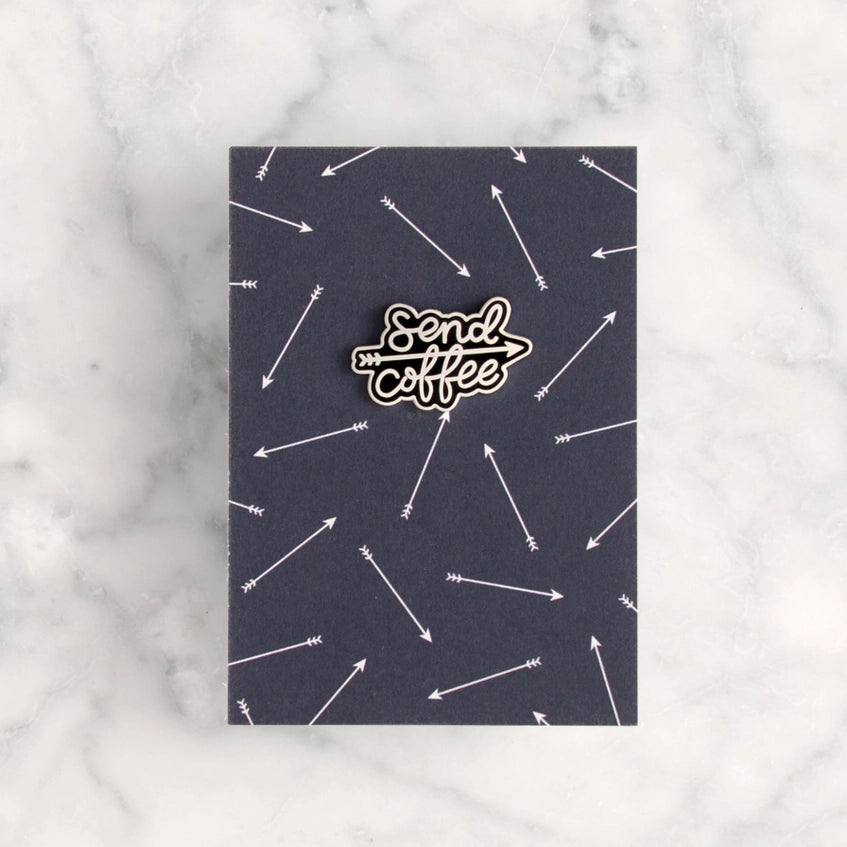 Send Coffee Enamel Pin Badge by Alphabet Bags