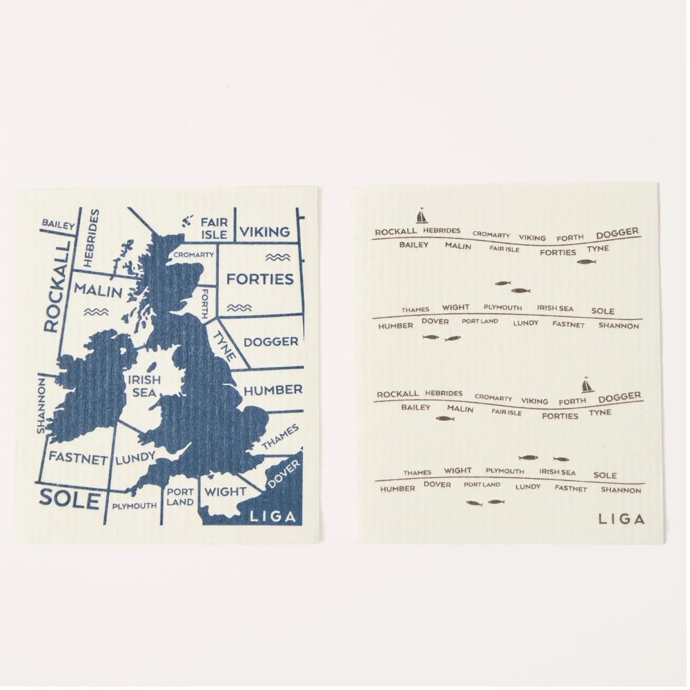 Set of 2 Shipping Forecast Swedish Dishcloths by Liga - Pasoluna