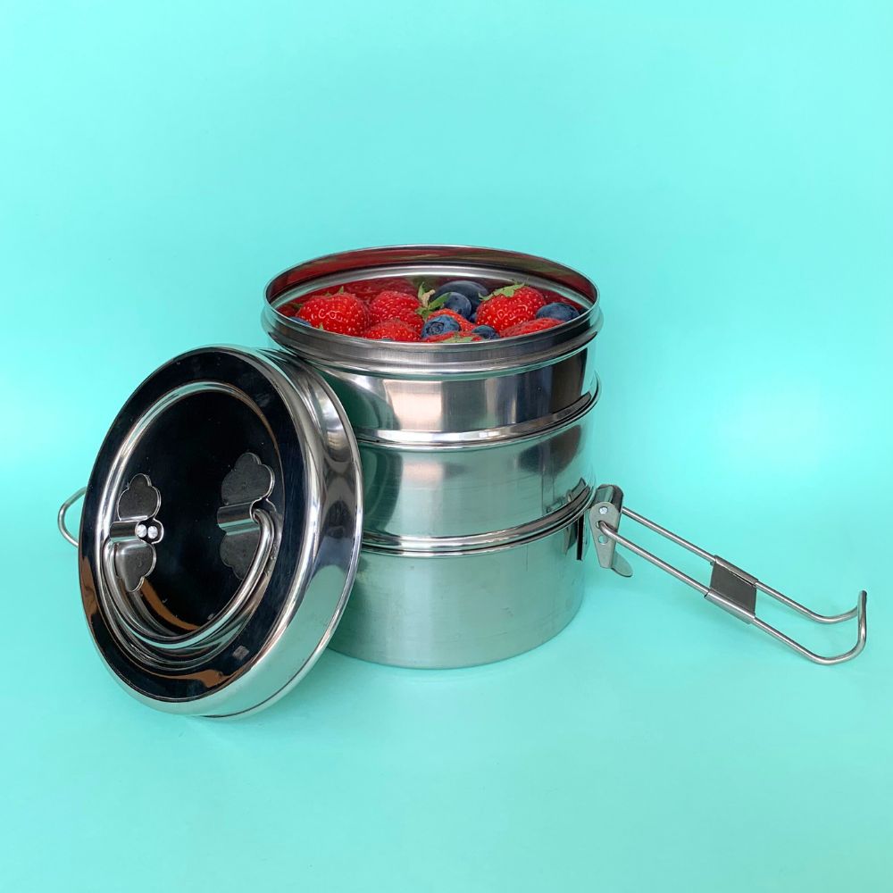 Sov Stainless Steel Tiffin Lunch Box - 2/3/4 Tier Stackable Food Container With Locking Lid