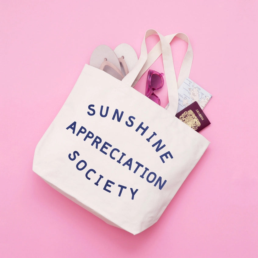 White Tote Bag - Sunshine Appreciation Society - By Alphabet Bags