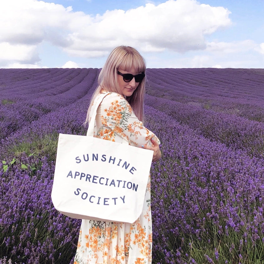 White Tote Bag - Sunshine Appreciation Society - By Alphabet Bags