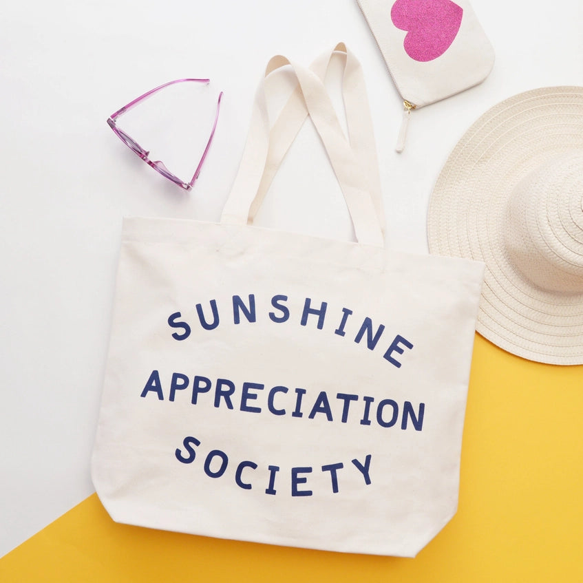 White Tote Bag - Sunshine Appreciation Society - By Alphabet Bags