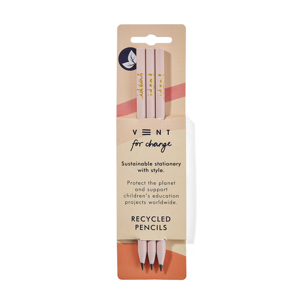 Pale pink coloured Recycled pencils pack of 3
