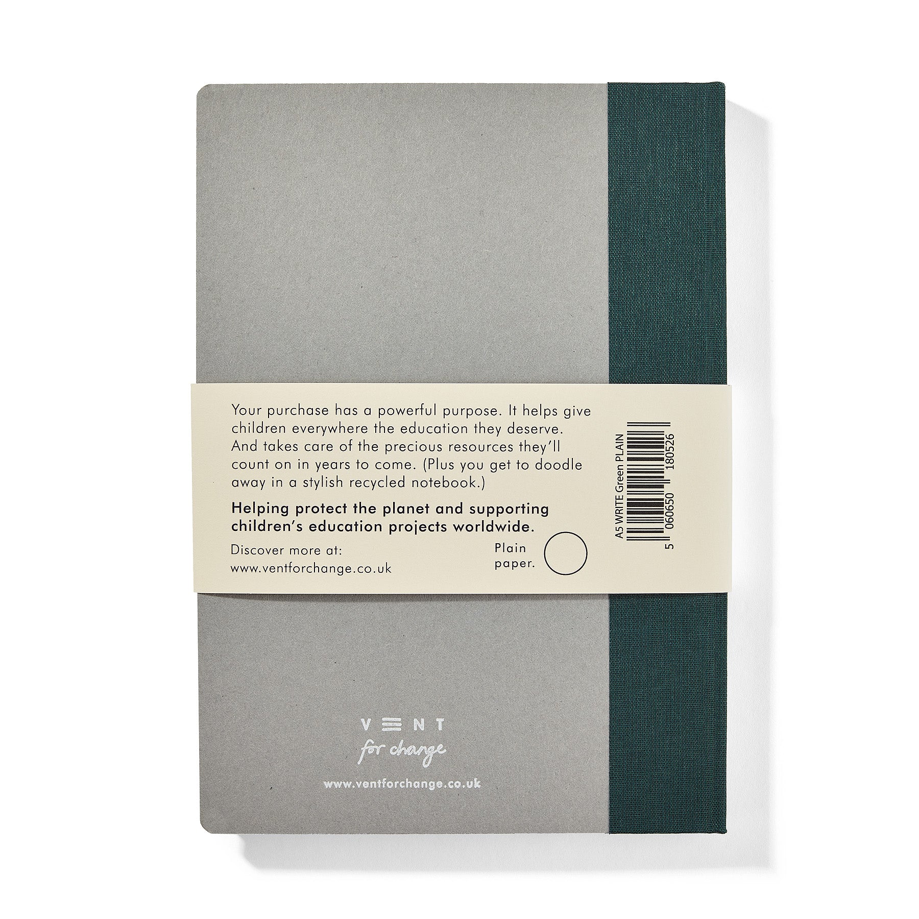 Recycled Hard Cover Notebook - Green Plain