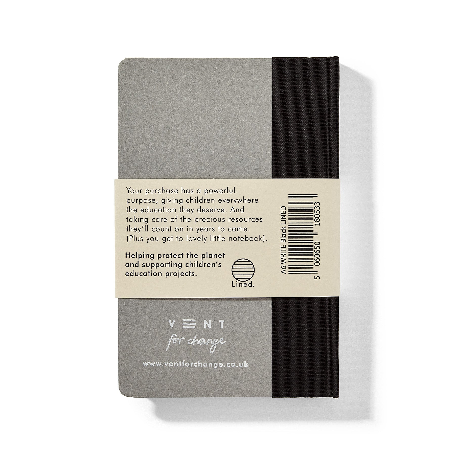 Recycled Hard Cover Mini Notebook - Black Lined