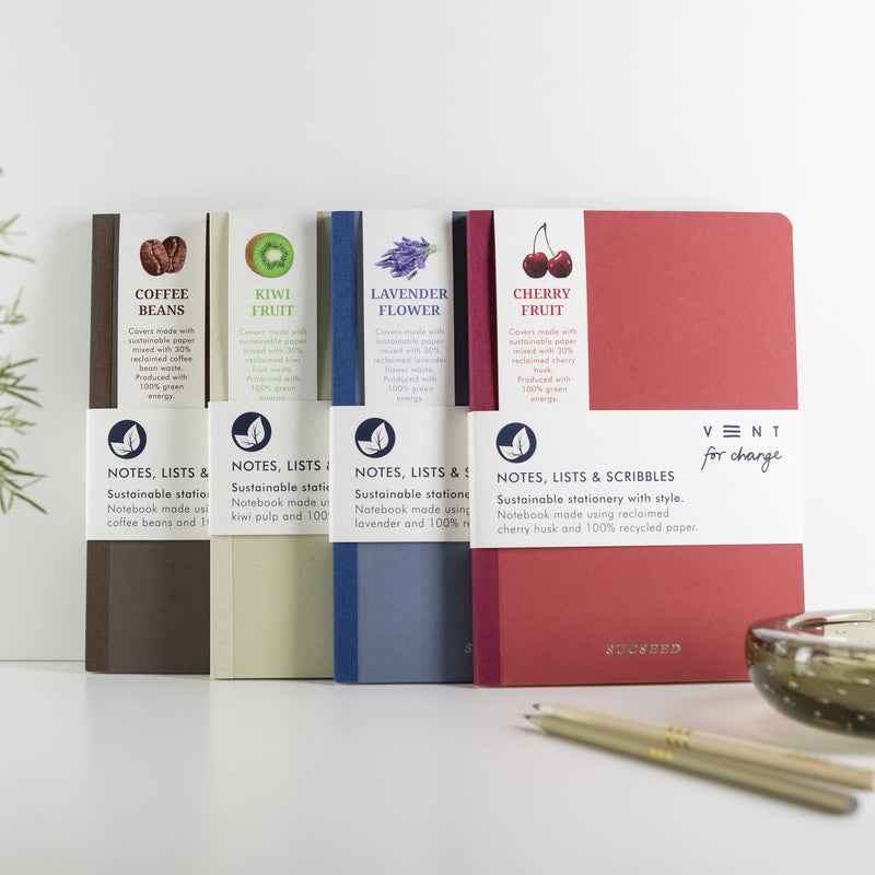 All 4 recycled notebooks in the Sucseed range