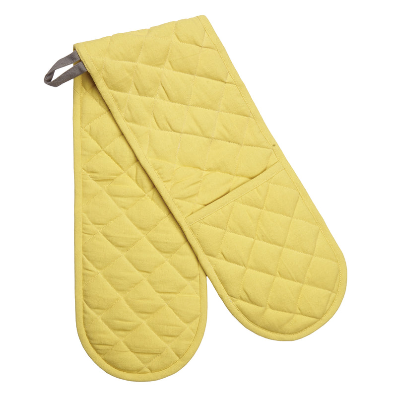 Natural Cotton Double Oven Gloves - Tuscan Yellow
