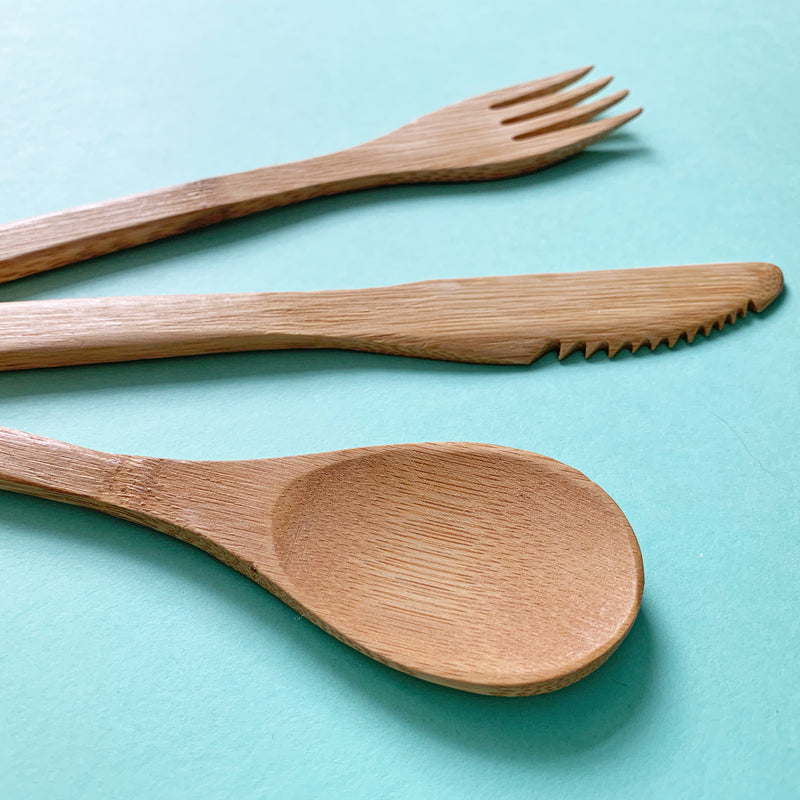 Reusable bamboo cutlery spoon knife and fork