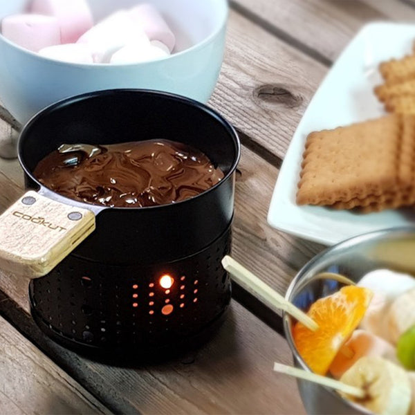 Chocolate fondue set with tealight