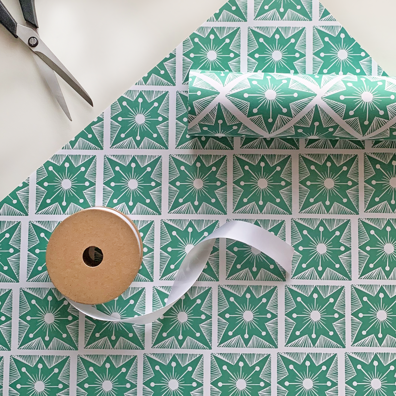 Recyclable Wrapping Paper - Terrazzo Green by Rewrapped - Pasoluna