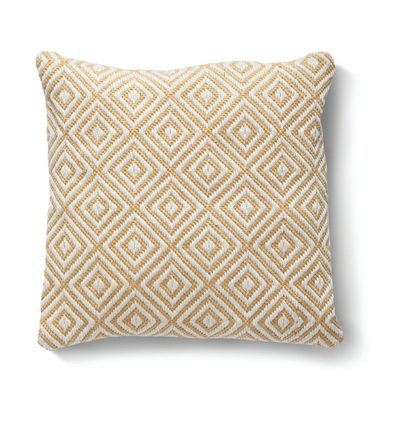 Gold diamond pattern cushion made from recycled plastic bottles