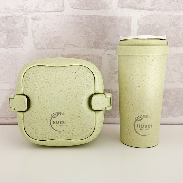 Recycled Rice Husk Lunchbox & Large Coffee Cup Set - Pistachio - Pasoluna