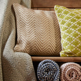 Natural colour diamond pattern cushion made from recycled plastic bottles
