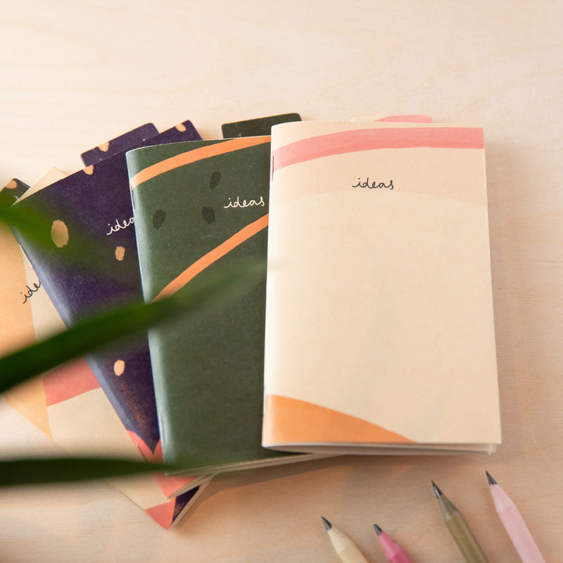 Recycled Mini Notebook & Bookmark - Cream Lined - Pasoluna