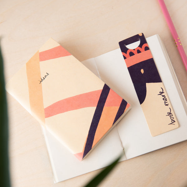 Recycled Mini Sketchbook & Bookmark - Pink Plain - Pasoluna