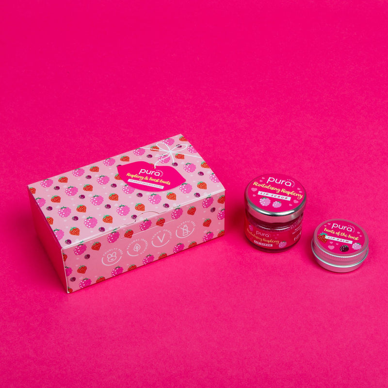Vegan  Lip Care Gift Set - Raspberry & Forest Fruits by Pura Cosmetics