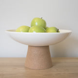White ceramic fruitbowl with cork base