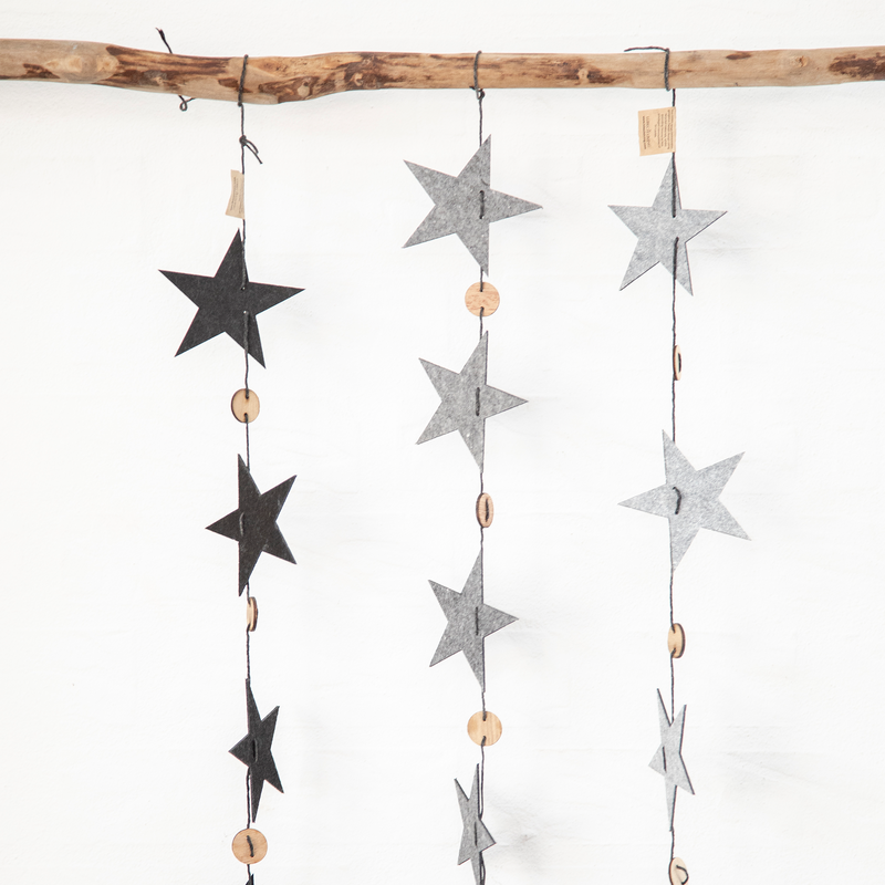 Black Star Eco Felt Christmas Garland by Oohh Collection