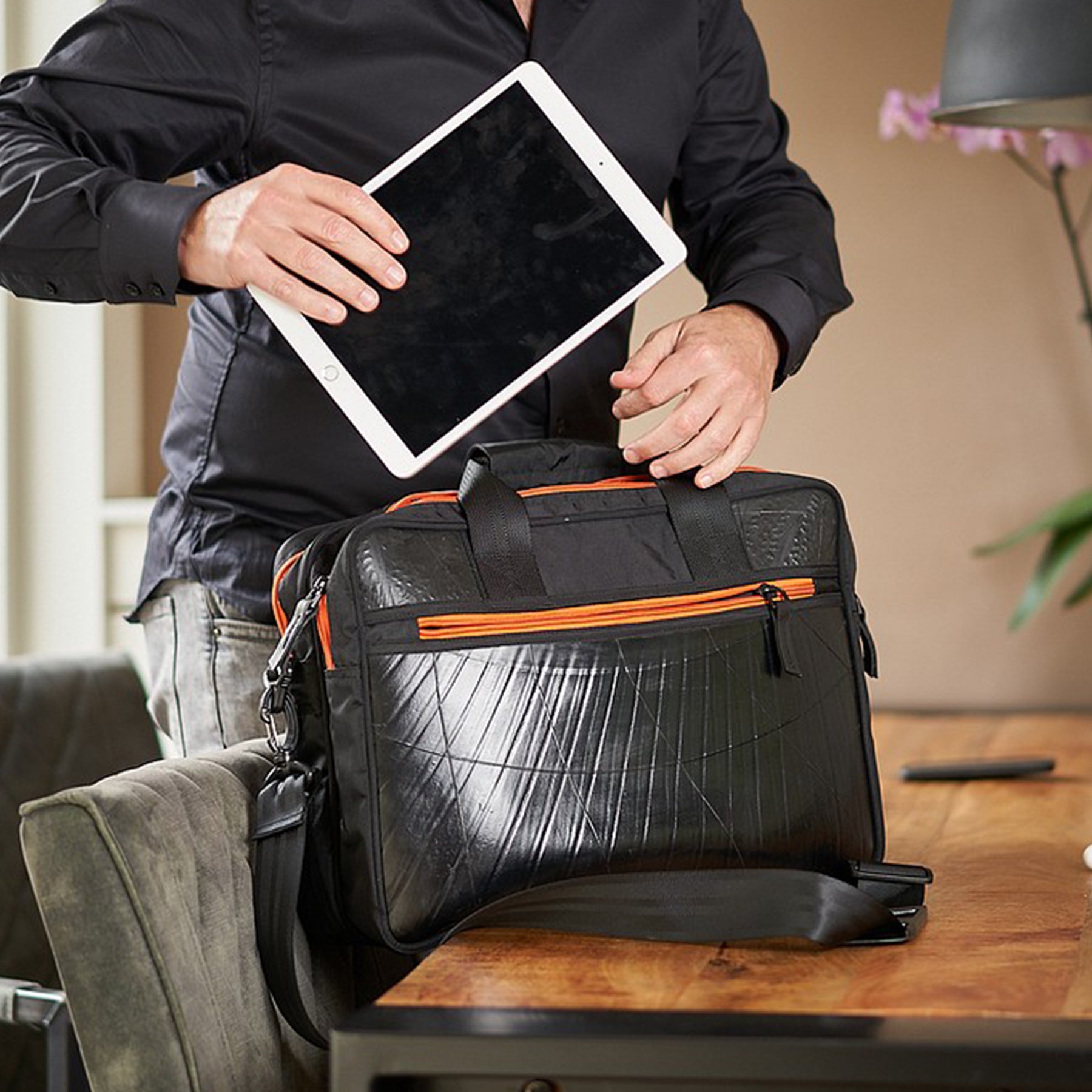 Recycled Laptop Bag - Orange Panda by Ecowings