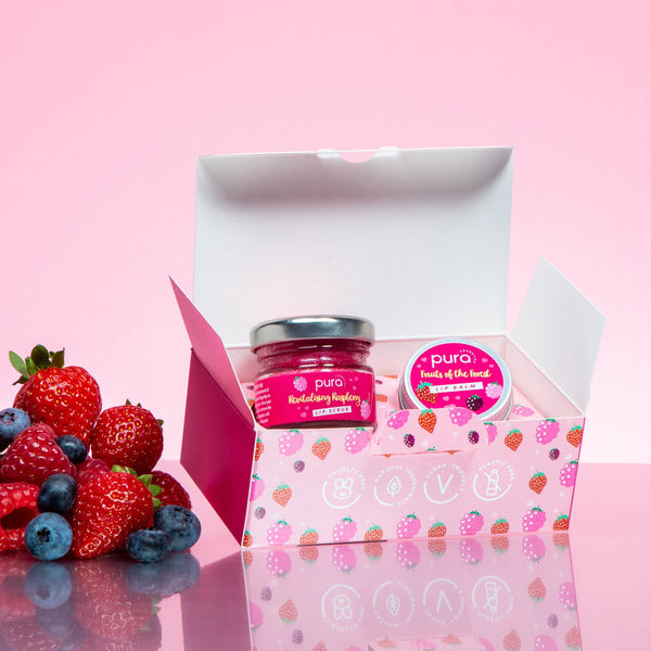 Vegan  Lip Care Gift Set - Raspberry & Forest Fruits by Pura Cosmetics