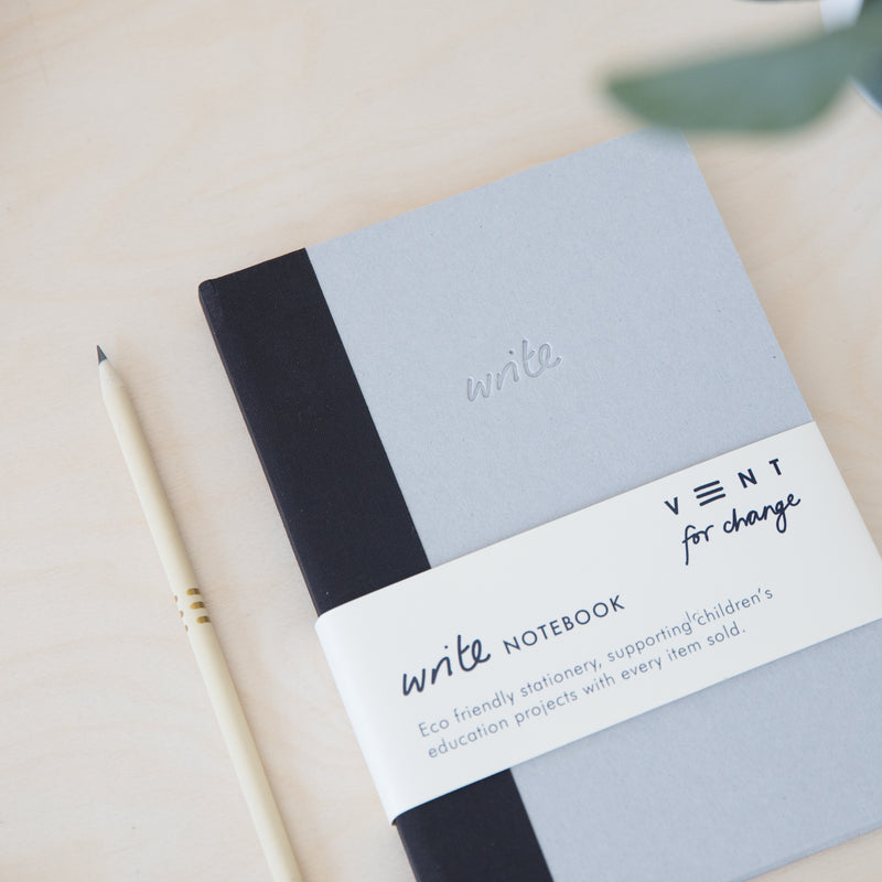 Recycled Hard Cover Notebook - Black Lined