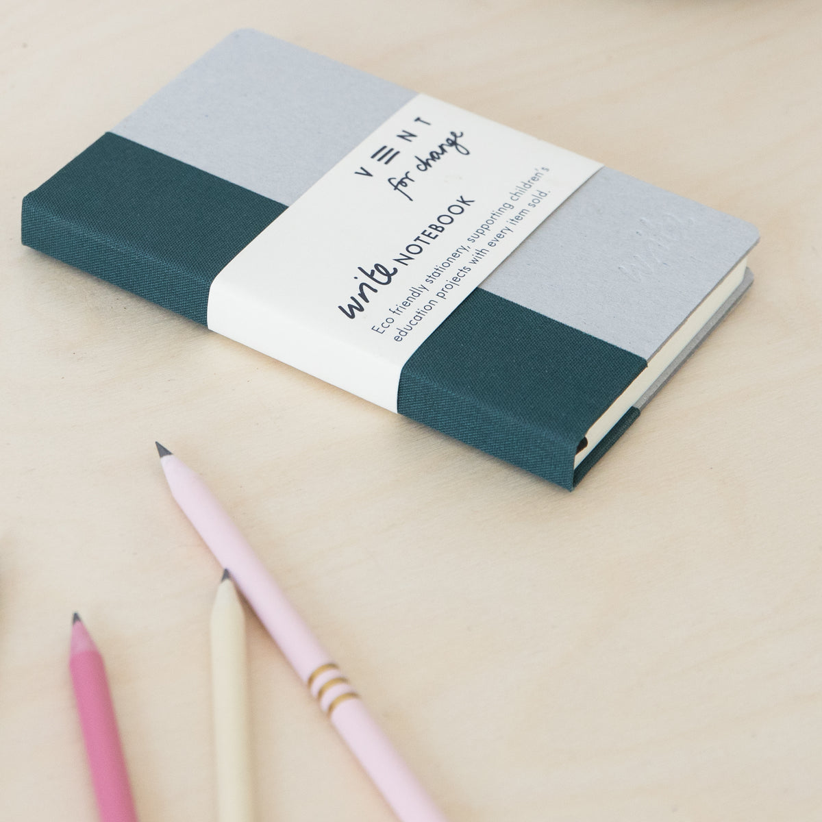 VENT for Change Recycled Hard Cover Mini Notebook - Green Plain