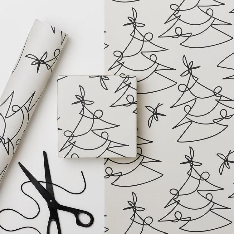 Recyclable Christmas Wrapping Paper - Tree Lines by Kinshipped - Pasoluna