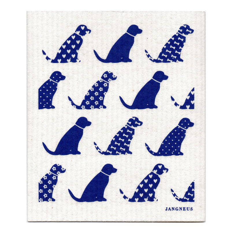 Compostable swedish dishcloth blue dog pattern