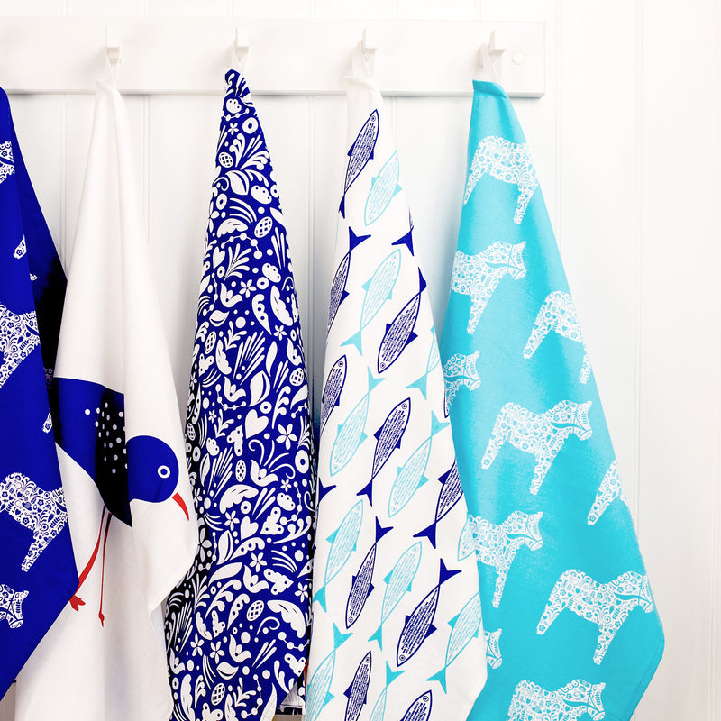 Tea Towel & Dishcloth Bundle - Blue Fish - Pasoluna