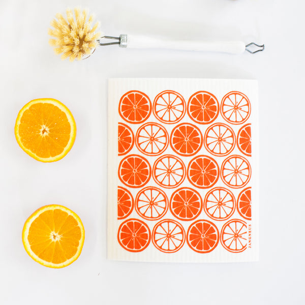 Compostable swedish dishcloth orange citrus