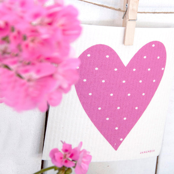 Compostable Swedish Dishcloth - Pink Heart