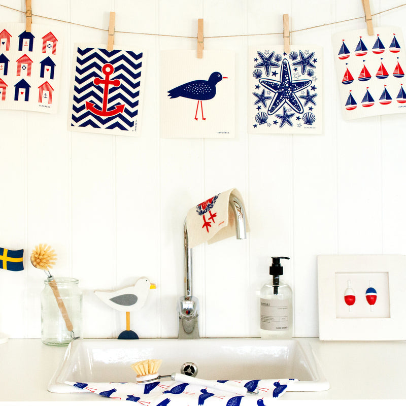 Tea Towel & Dishcloth Bundle - Blue Birds - Pasoluna