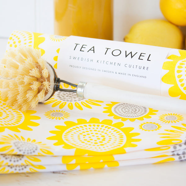 Cotton tea towel yellow sunflower pattern