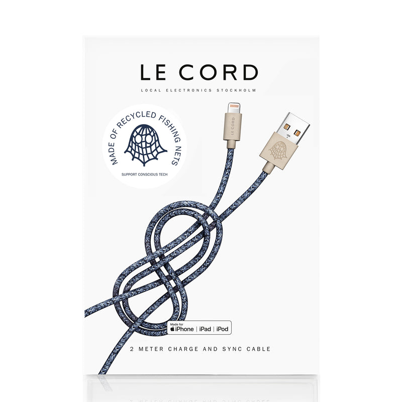 iPhone Charger Made From Recycled Fishing Nets - Blue - Pasoluna